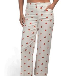 Women’s Bagatelle Collection Strawberry White Cropped Wide Leg Pants Size 6